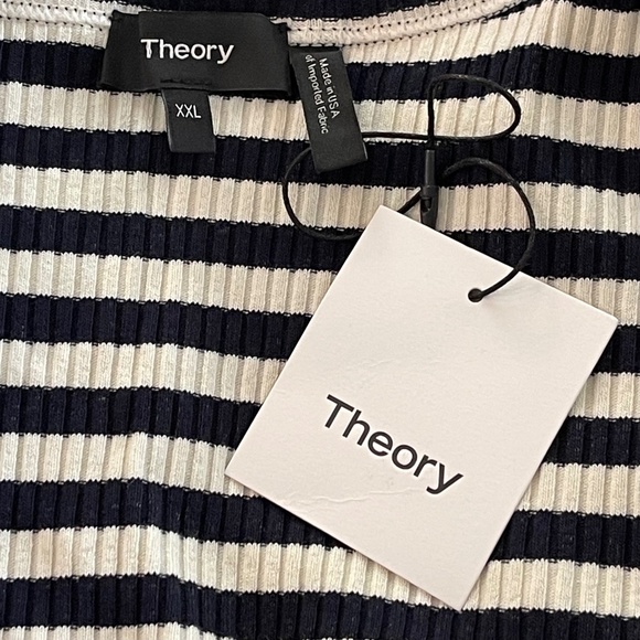 Theory Tiny Tee 2 in Navy Striped Ribbed Knit NWT - Picture 8 of 8